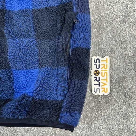 Nike Pullover Jacket Mens XL Buffalo Plaid Fleece Sherpa Blue Black 1/2 Zip - Picture 4 of 11